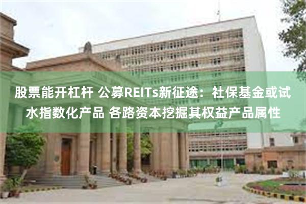 股票能开杠杆 公募REITs新征途：社保基金或试水指数化产品 各路资本挖掘其权益产品属性